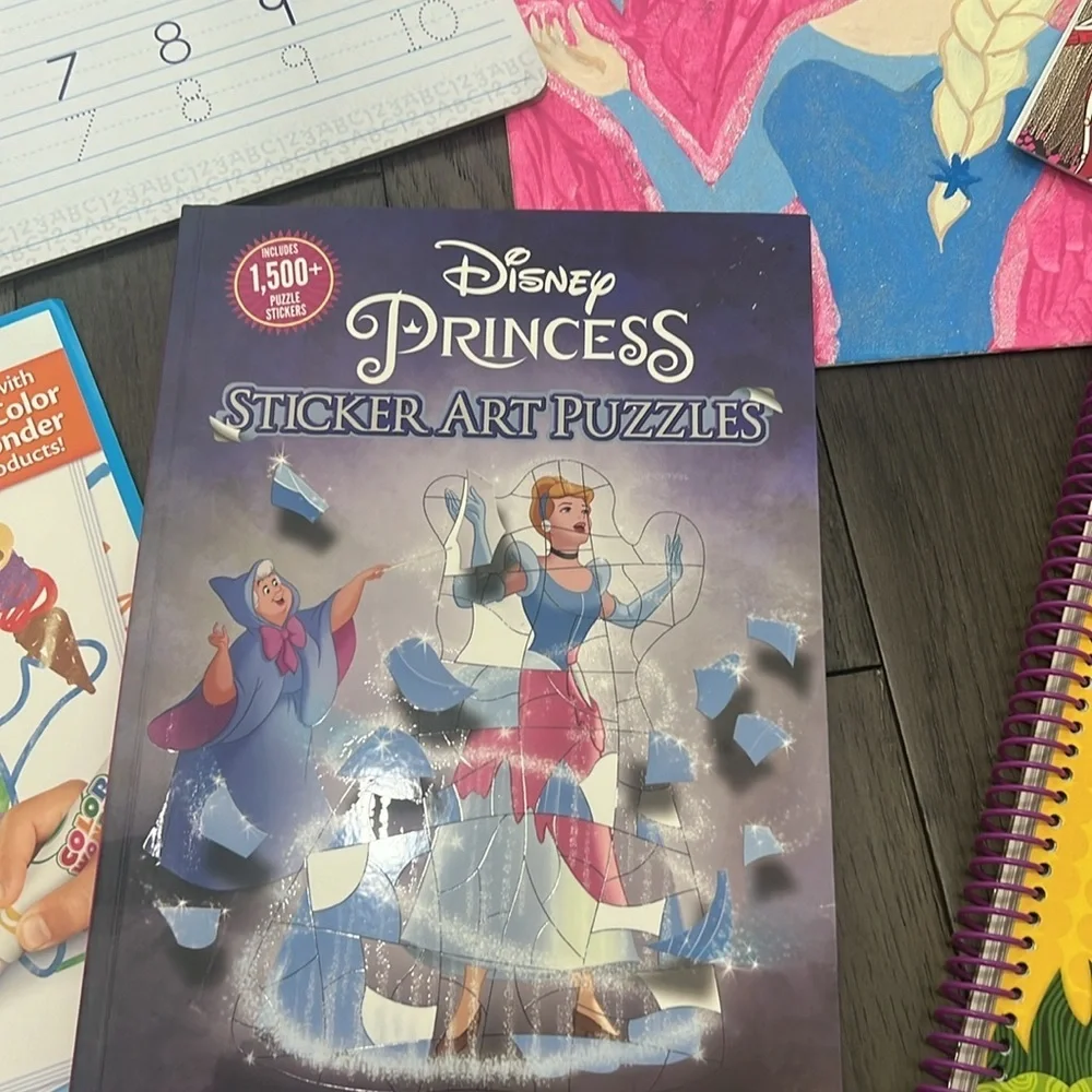 Bundle of children activities and crafts, sticker puzzles, and sticker faces